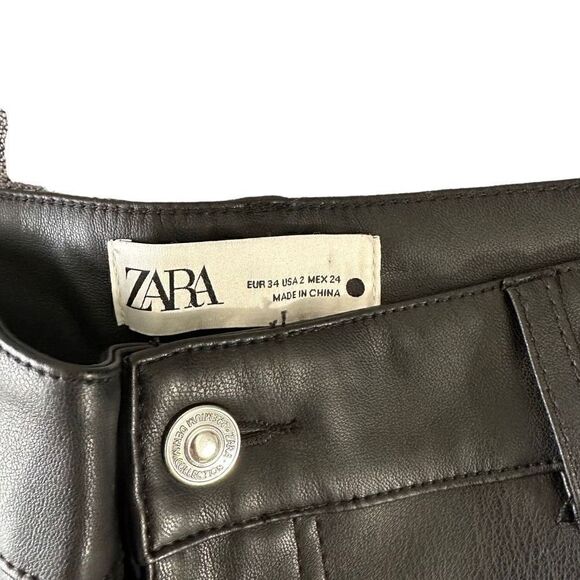 Zara faux leather pants size 2 - Picture 3 of 7
